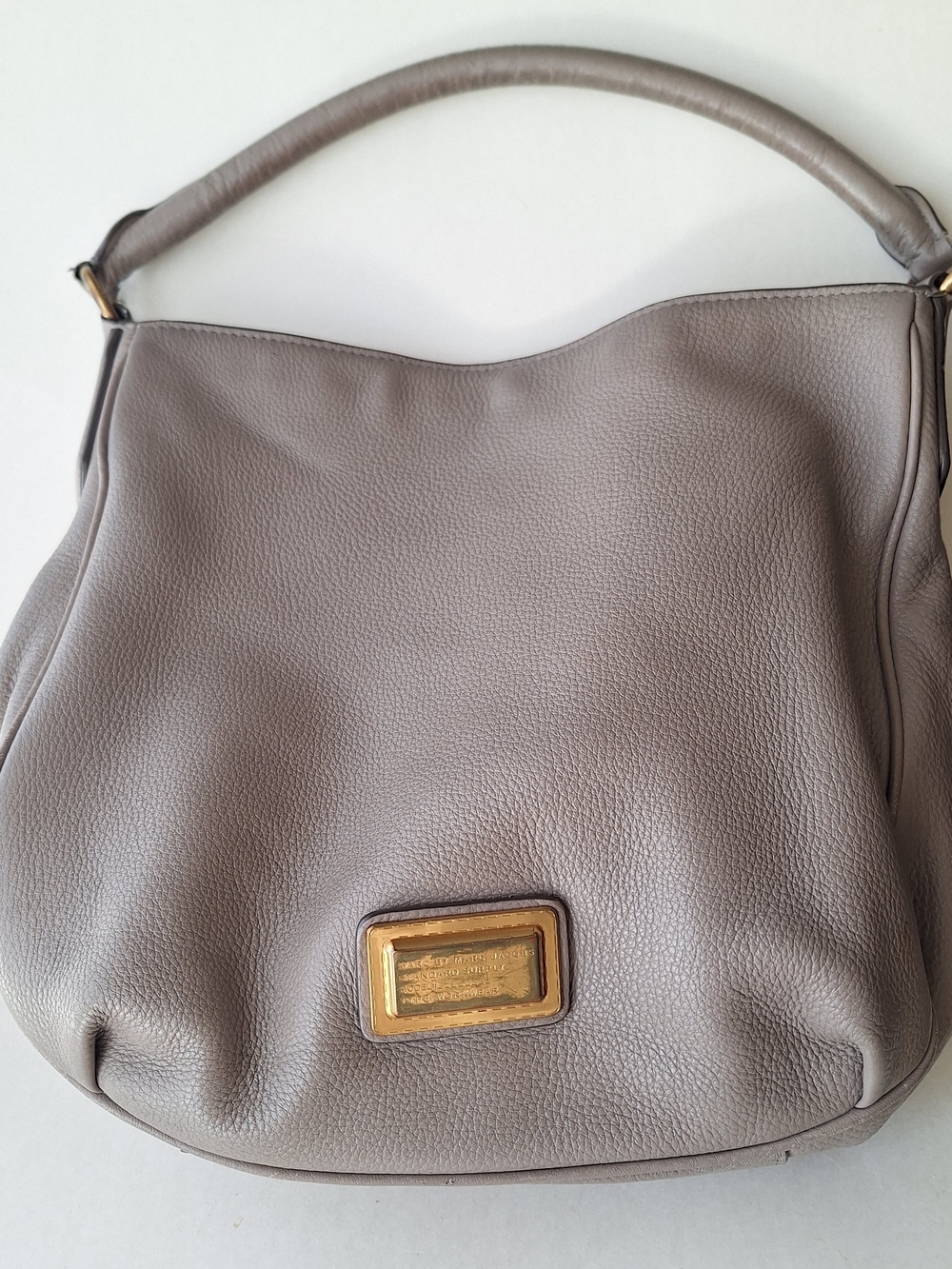 Marc by Marc Jacobs Gray Taupe Pebbled Leather Shoulder Bag